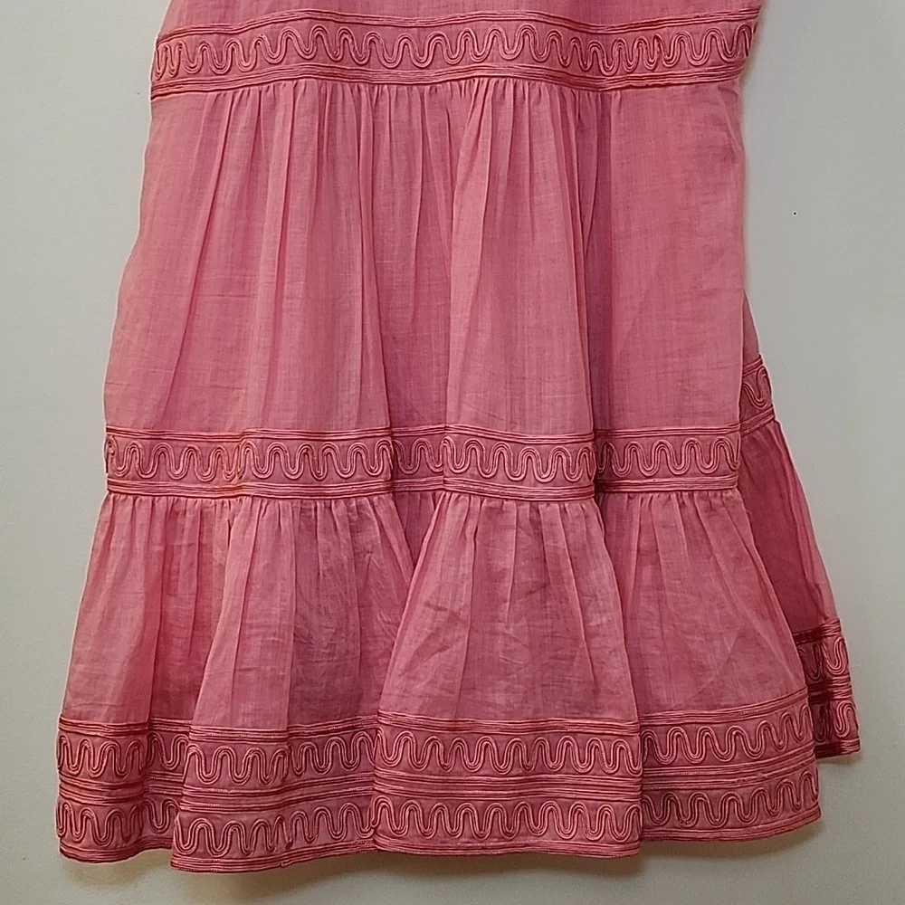 Veronica Beard Preppy Keely Tiered Ramie Mini Dress Size 10 Barbiecore - Picture 8 of 16